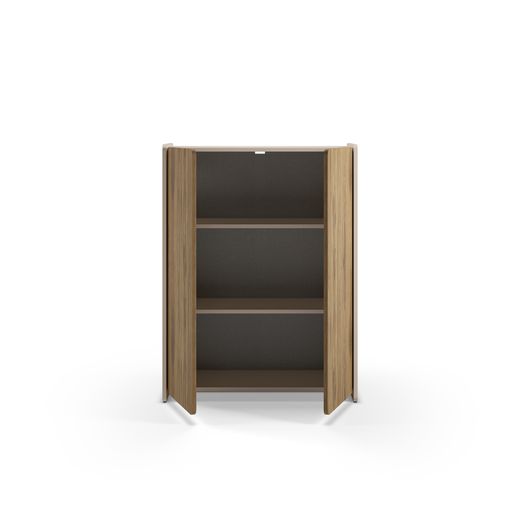 Tall wooden sideboard in oak and cream, 90 x 40 x 125 cm | Boucleon