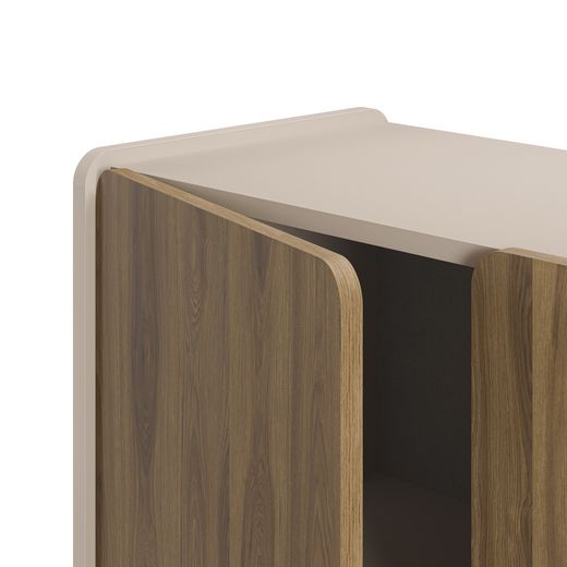 Tall wooden sideboard in oak and cream, 90 x 40 x 125 cm | Boucleon