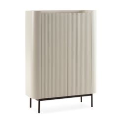 Tall wooden sideboard in cream, 100 x 40 x 140 cm | Willa