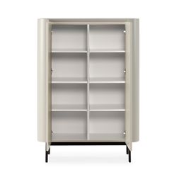 Tall wooden sideboard in cream, 100 x 40 x 140 cm | Willa