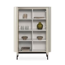 Tall wooden sideboard in cream, 100 x 40 x 140 cm | Willa