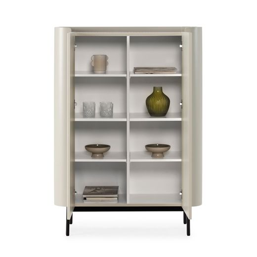 Tall wooden sideboard in cream, 100 x 40 x 140 cm | Willa