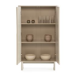 Tall wooden sideboard in cream, 80 x 40 x 130 cm | Solei