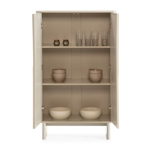 Tall wooden sideboard in cream, 80 x 40 x 130 cm | Solei