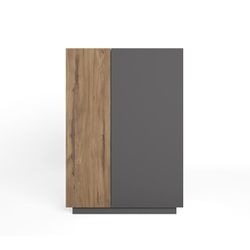 Buffet haut en bois gris et naturel, 90,1 x 41,6 x 125,6 cm | Udine