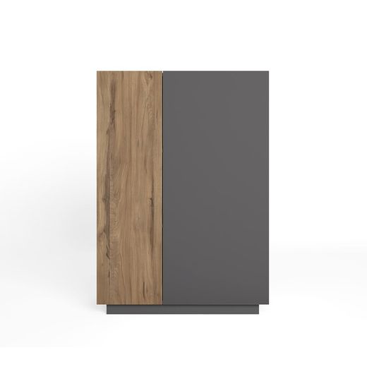 Buffet haut en bois gris et naturel, 90,1 x 41,6 x 125,6 cm | Udine
