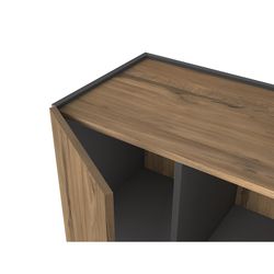 Buffet haut en bois gris et naturel, 90,1 x 41,6 x 125,6 cm | Udine