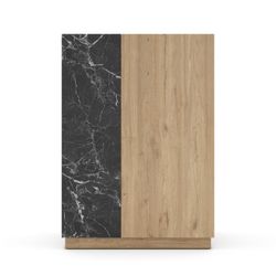 High wooden sideboard in natural and black, 90 x 41.8 x 127 cm | Dione