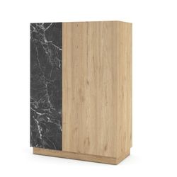 High wooden sideboard in natural and black, 90 x 41.8 x 127 cm | Dione