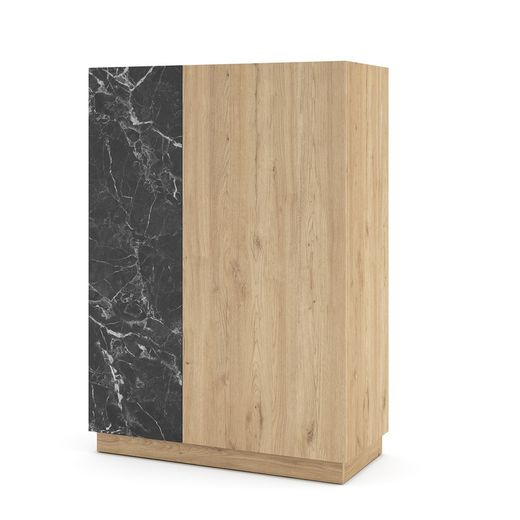 Hög träskänk i natur och svart, 90 x 41,8 x 127 cm | Dione