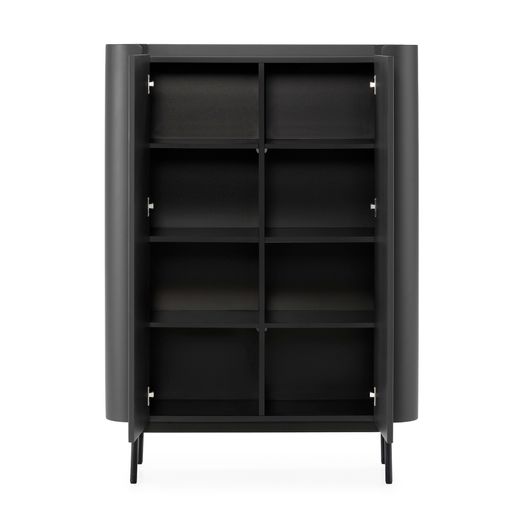 Tall wooden sideboard in black, 100 x 40 x 140 cm | Willa