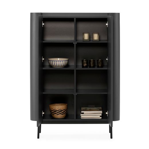 Tall wooden sideboard in black, 100 x 40 x 140 cm | Willa