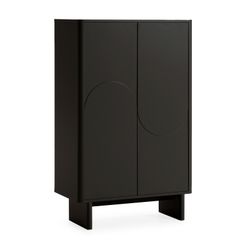 Tall wooden sideboard in black, 80 x 40 x 130 cm | Solei