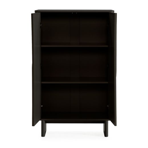 Tall wooden sideboard in black, 80 x 40 x 130 cm | Solei
