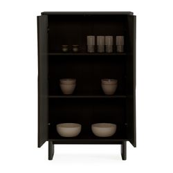Tall wooden sideboard in black, 80 x 40 x 130 cm | Solei
