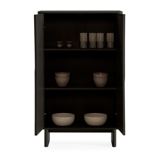Tall wooden sideboard in black, 80 x 40 x 130 cm | Solei