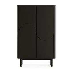 Tall wooden sideboard in black, 80 x 40 x 130 cm | Solei