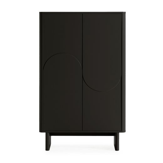 Tall wooden sideboard in black, 80 x 40 x 130 cm | Solei