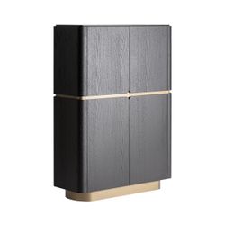 Aparador alto de madera en negro y dorado, 110 x 43 x 154 cm | Prayon