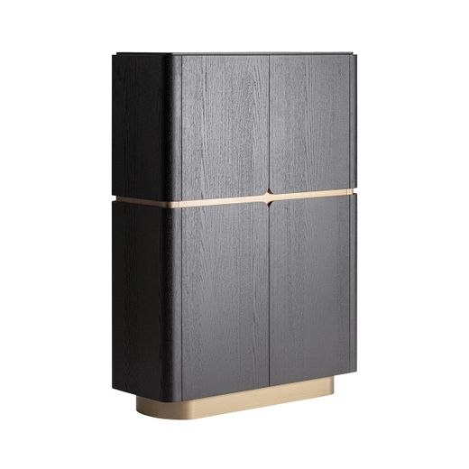 Aparador alto de madera en negro y dorado, 110 x 43 x 154 cm | Prayon