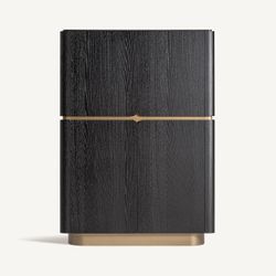 Aparador alto de madera en negro y dorado, 110 x 43 x 154 cm | Prayon