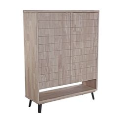 Credenza alta in legno di rovere miele nero, 120 x 40 x 156 cm | Berg