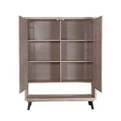 Credenza alta in legno di rovere miele nero, 120 x 40 x 156 cm | Berg