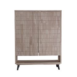 Credenza alta in legno di rovere miele nero, 120 x 40 x 156 cm | Berg