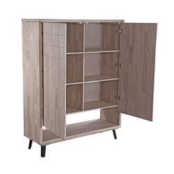 Credenza alta in legno di rovere miele nero, 120 x 40 x 156 cm | Berg