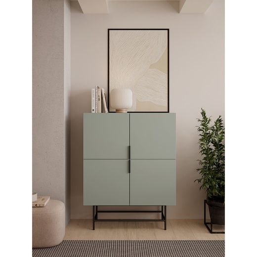 Living room set consisting of a tall sideboard and TV stand in green | Eldia