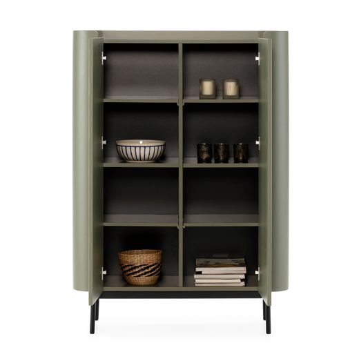 Tall wooden sideboard in green, 100 x 40 x 140 cm | Willa