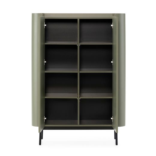 Tall wooden sideboard in green, 100 x 40 x 140 cm | Willa