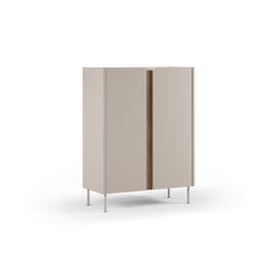 Tall sideboard in wood and metal, oak and cream color, 90 x 40.5 x 120 cm | Lucile