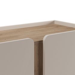 Tall sideboard in wood and metal, oak and cream color, 90 x 40.5 x 120 cm | Lucile