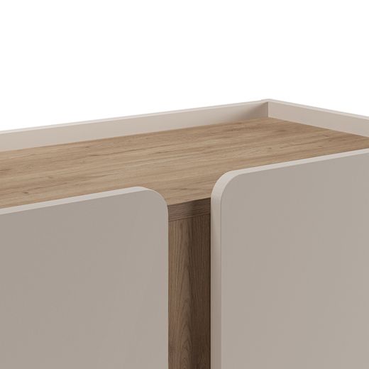 Tall sideboard in wood and metal, oak and cream color, 90 x 40.5 x 120 cm | Lucile