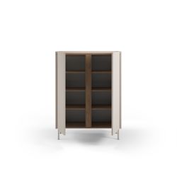 Tall sideboard in wood and metal, oak and cream color, 90 x 40.5 x 120 cm | Lucile
