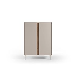 Tall sideboard in wood and metal, oak and cream color, 90 x 40.5 x 120 cm | Lucile