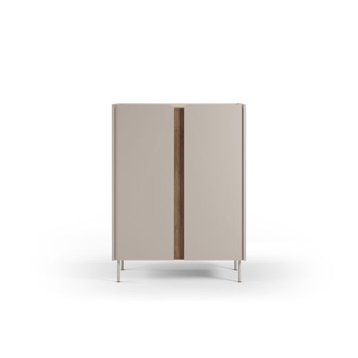 Tall sideboard in wood and metal, oak and cream color, 90 x 40.5 x 120 cm | Lucile