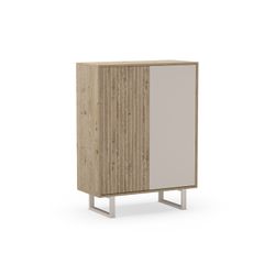 Tall sideboard in wood and metal, oak and grey, 90 x 40 x 120 cm | Millay