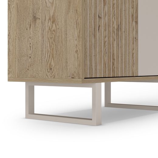 Tall sideboard in wood and metal, oak and grey, 90 x 40 x 120 cm | Millay