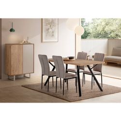 Tall sideboard in wood and metal, oak and grey, 90 x 40 x 120 cm | Millay