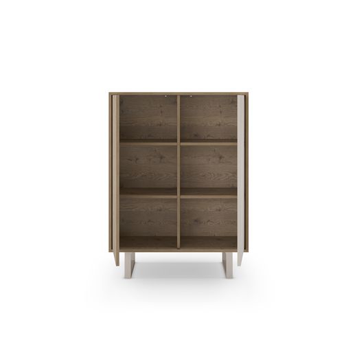 Tall sideboard in wood and metal, oak and grey, 90 x 40 x 120 cm | Millay