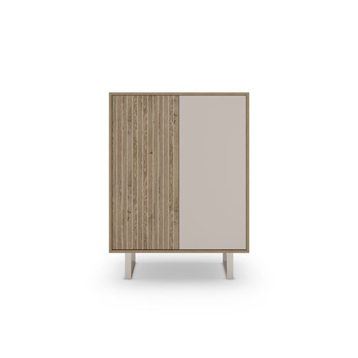 Tall sideboard in wood and metal, oak and grey, 90 x 40 x 120 cm | Millay
