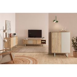 Tall sideboard in wood and metal, oak and grey, 90 x 40 x 120 cm | Millay