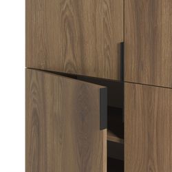 Tall sideboard in wood and metal, oak and black, 100 x 40 x 128 cm | Eldia