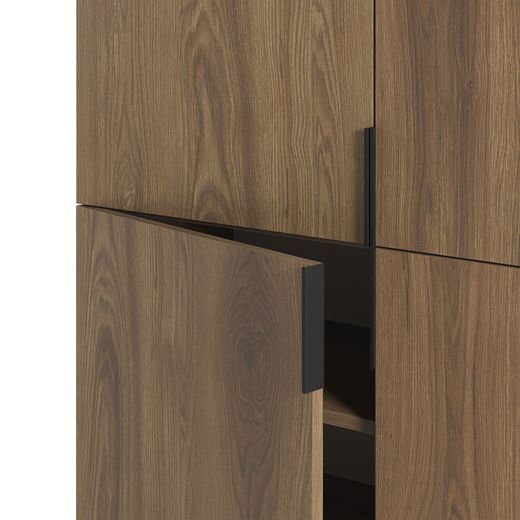 Tall sideboard in wood and metal, oak and black, 100 x 40 x 128 cm | Eldia