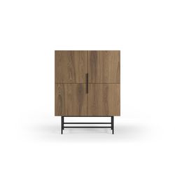 Tall sideboard in wood and metal, oak and black, 100 x 40 x 128 cm | Eldia