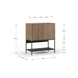 Tall sideboard in wood and metal, oak and black, 80 x 40 x 90 cm | Amira