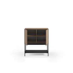 Tall sideboard in wood and metal, oak and black, 80 x 40 x 90 cm | Amira