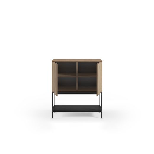 Tall sideboard in wood and metal, oak and black, 80 x 40 x 90 cm | Amira